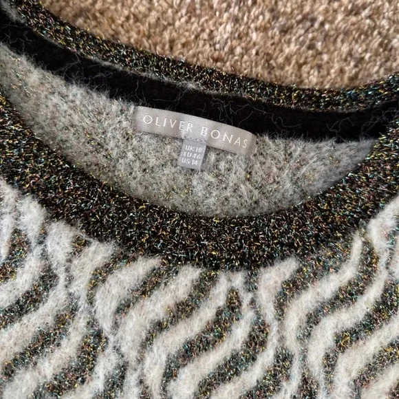 OLIVER BONAS Wavy Tinsel Metallic Knitted Jumper Sweater 
Sz US 14 or Large - Picture 11 of 12